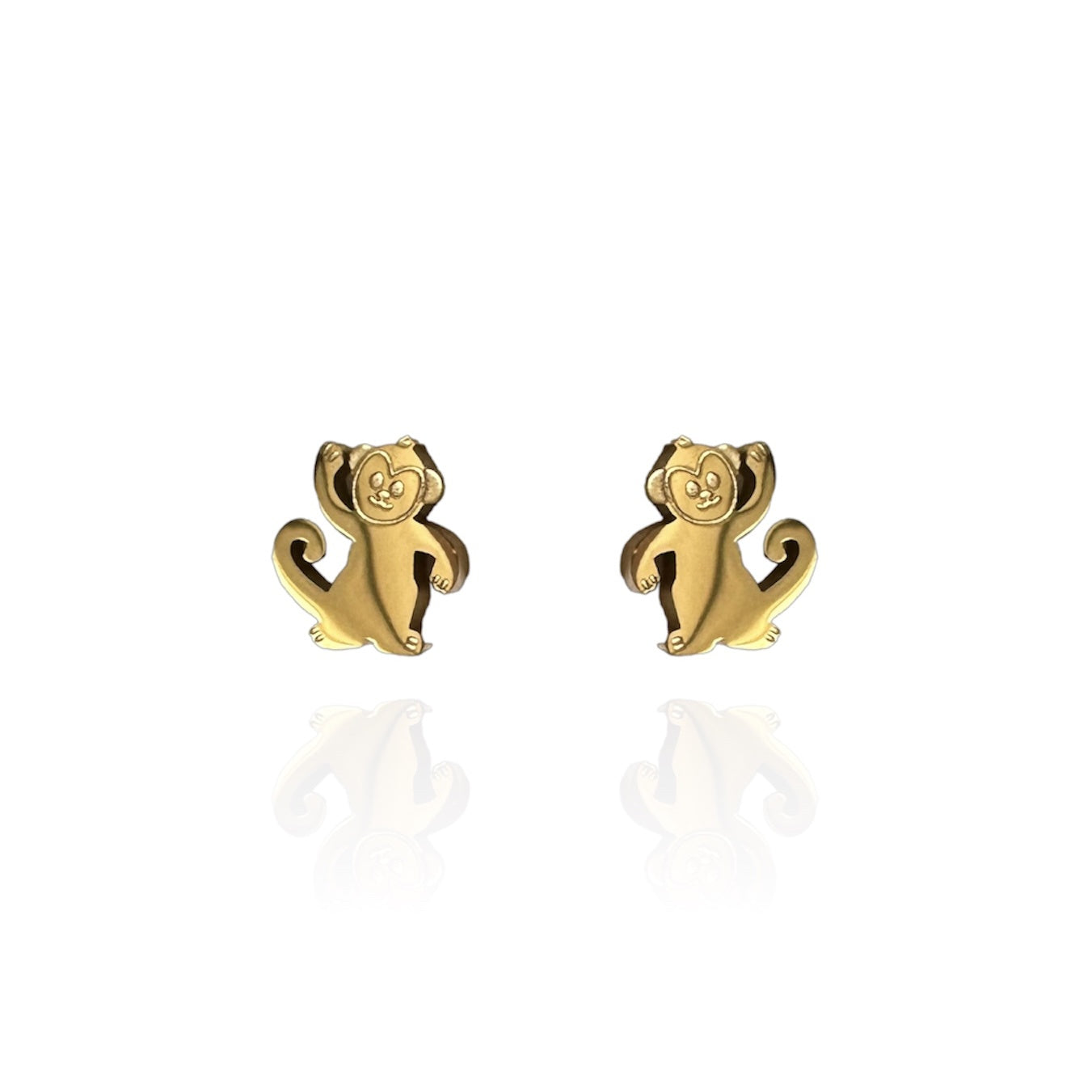 Monkey Earring Studs in Gold