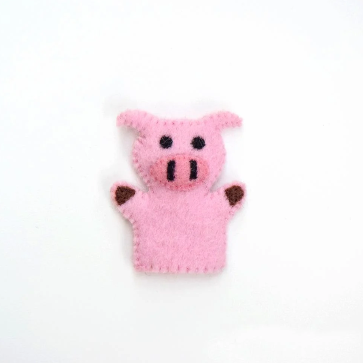 Individual Felt Finger Puppets — Pig