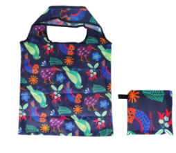 Shopping Bag Foldable NZ Native Birds Navy Blue