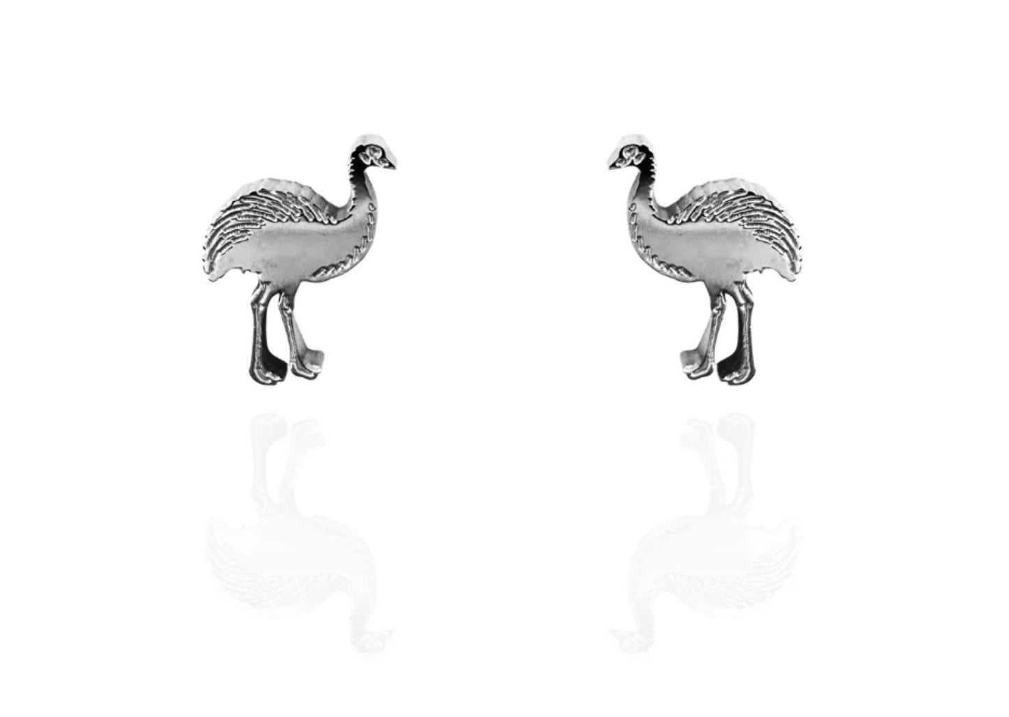 Emu Earring Studs in Silver