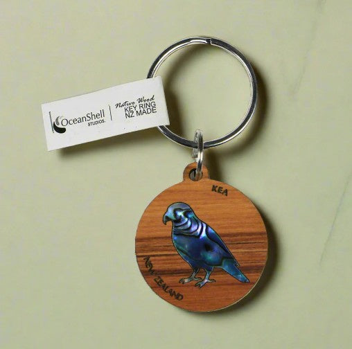 Paua and Rimu Keyring - Kea