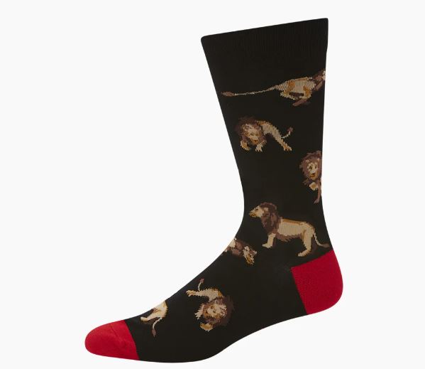 Bamboozld Mens Sock Leo the Lion (Black) Size 7-11