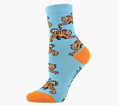 Bamboozld Kids Sock Tiger (Blue/Orange) Size 9-12