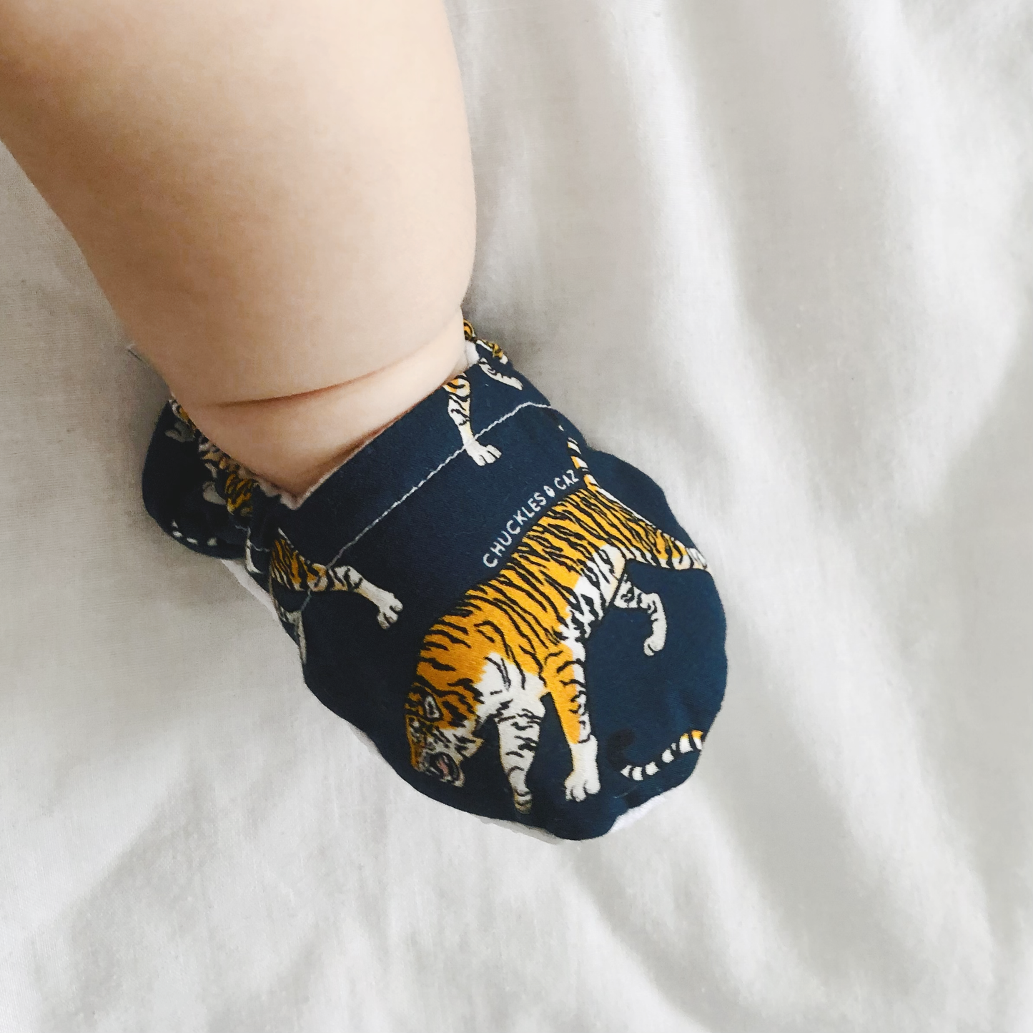 Chuckles & Caz Navy Tiger Baby Booties