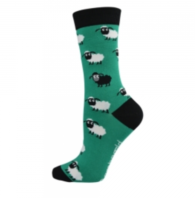 Bamboozld Womens Sock Sheep (Green) Size 2-8