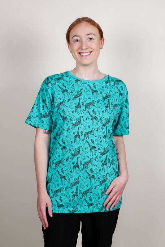 Adult Zoo T-Shirt Teal - Medium