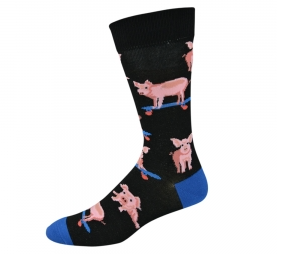 Bamboozld Mens Sock Skater Pig (Black) Size 7-11