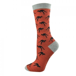 Bamboozld Womens Sock Kangaroo (Orange/Grey) Size 2-8