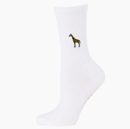 Mens Giraffe - Animal Conservation Sock (White)