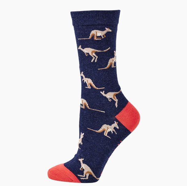 Bamboozld Womens Sock Kangaroo (Navy) Size 2-8