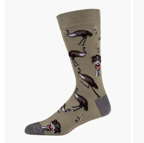 Bamboozld Mens Sock Eddie Emu (Sage) Size 7-11