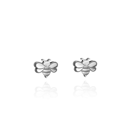 Bee Earring Studs in Silver