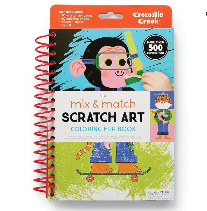 Croc Creek Mix & Match Scratch Art Colouring Flip Book - Animals