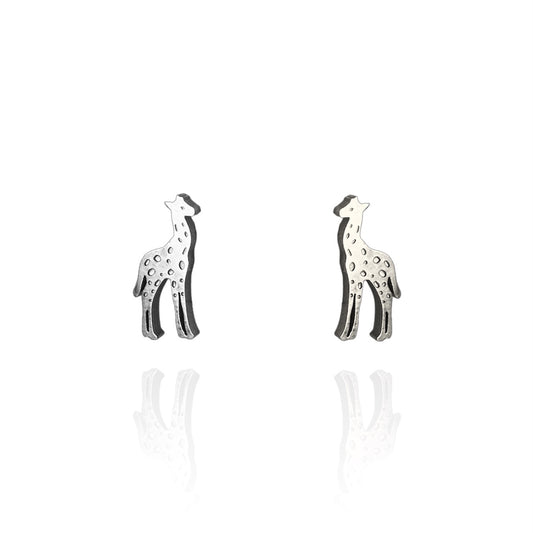 Giraffe Earring Studs in Silver