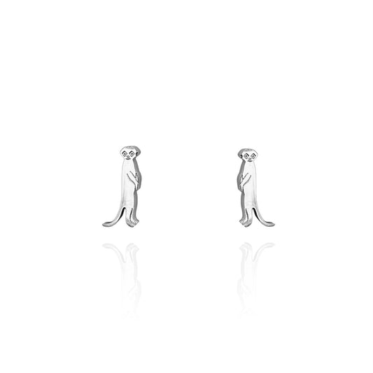 Meerkat Earring Studs in Silver