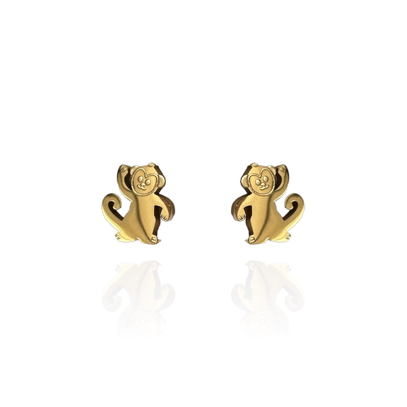 Monkey Earring Studs in Gold