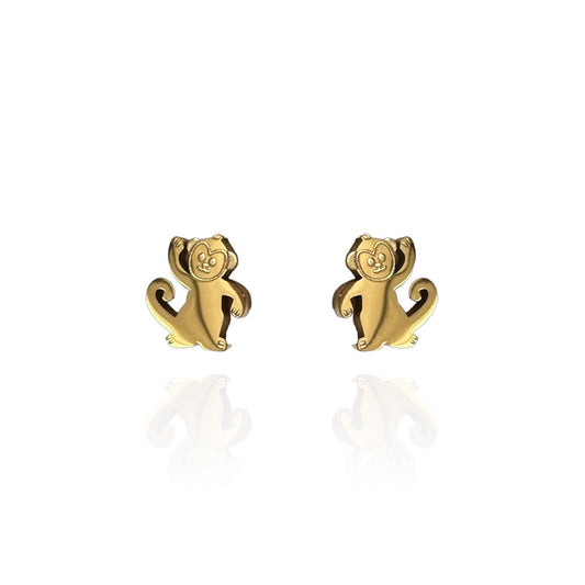 Monkey Earring Studs in Gold