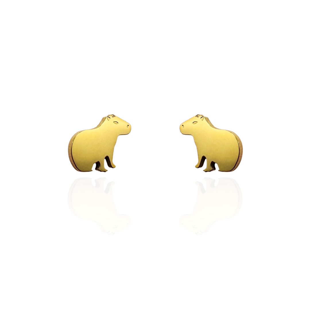 Capybara Earring Studs in Gold