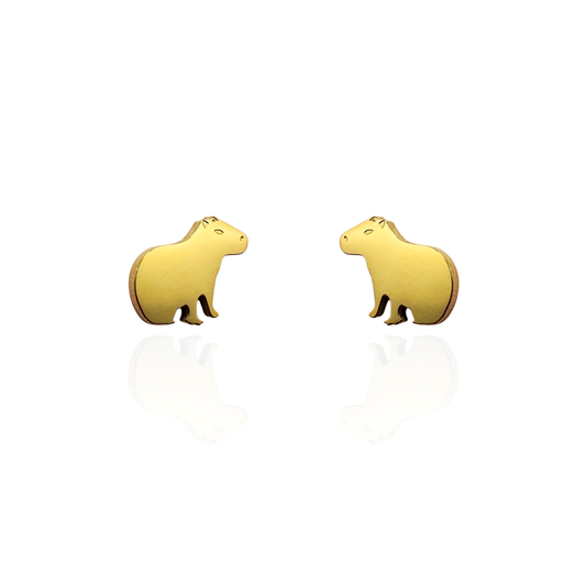 Capybara Earring Studs in Gold