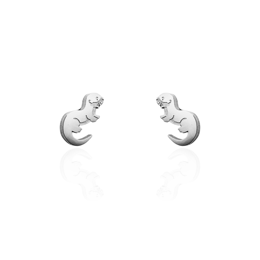 River Otter Earring Studs in Silver