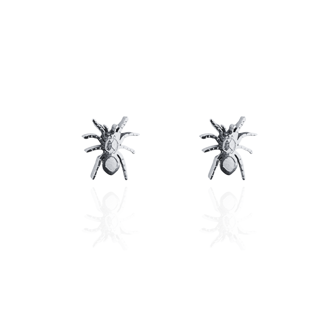 Tarantula Earring Studs in Silver