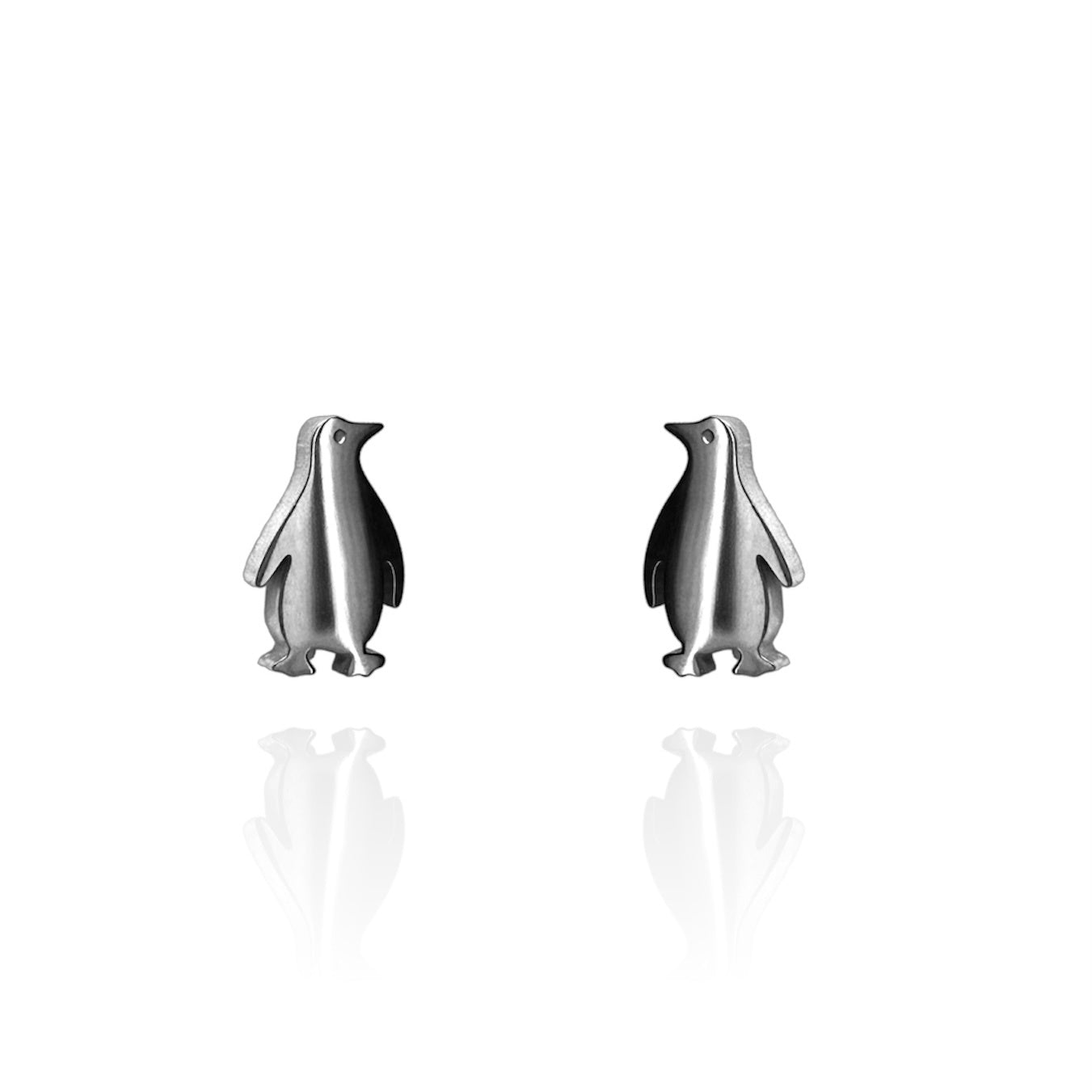 Penguin Earring Studs in Silver