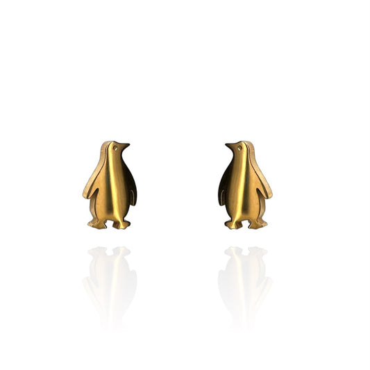 Penguin Earring Studs in Gold