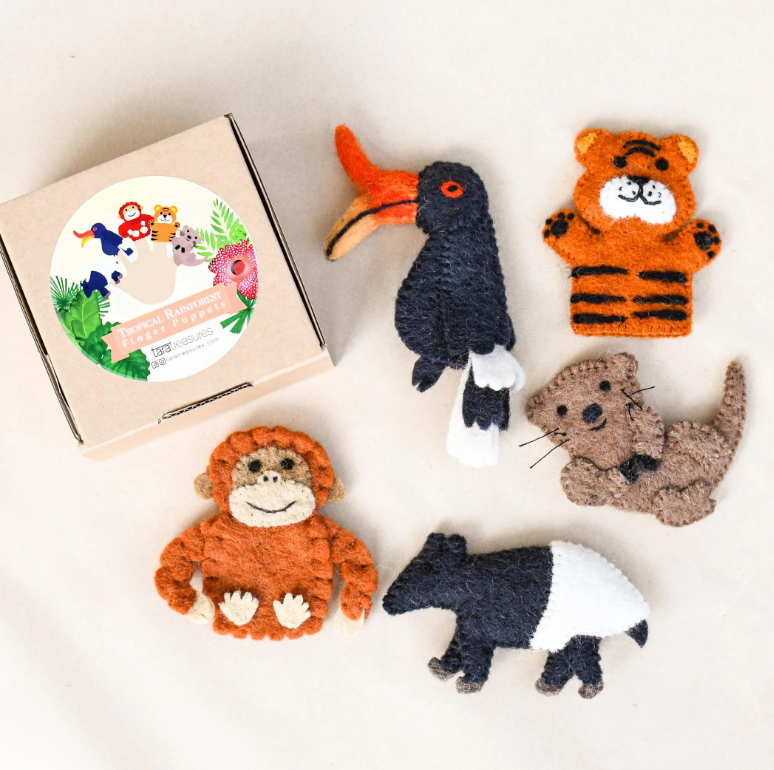 Asian Tropical Rainforest Animals - Finger Puppet Set