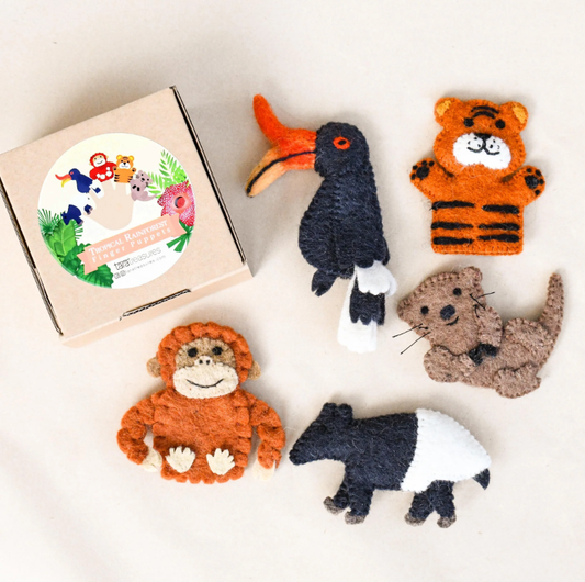 Asian Tropical Rainforest Animals - Finger Puppet Set