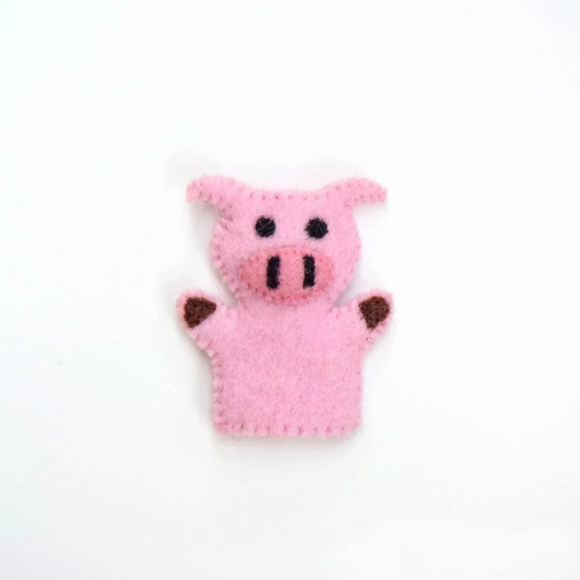 Individual Felt Finger Puppets — Pig