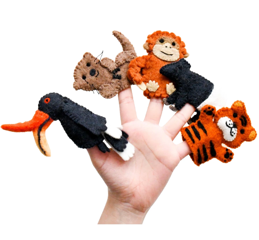 Asian Tropical Rainforest Animals - Finger Puppet Set