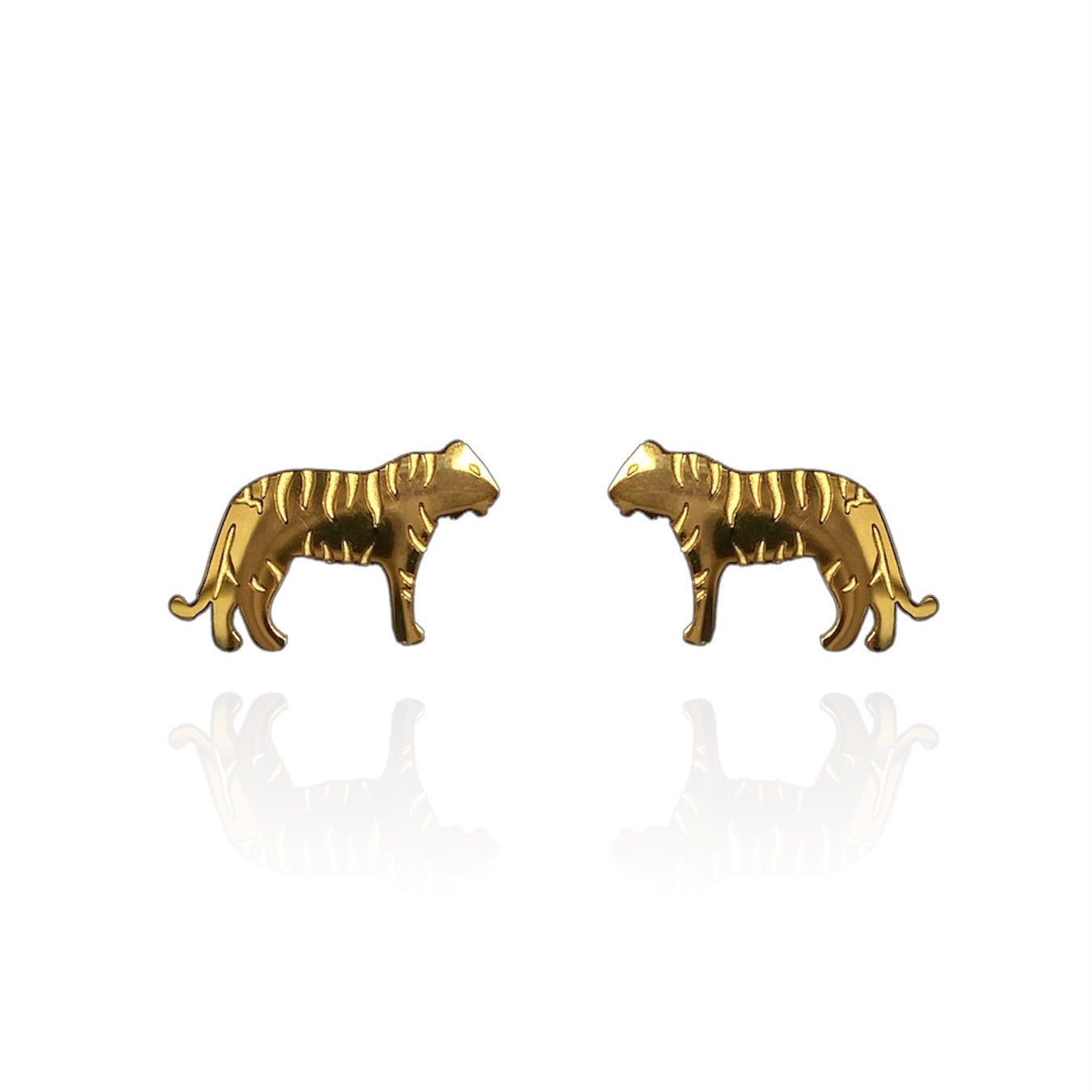 Tiger Earring Studs in Gold