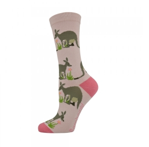 Bamboozld Womens Sock Kangaroo (Pink) Size 2-8