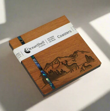 Paua and Rimu Coaster - Mountains and Deer