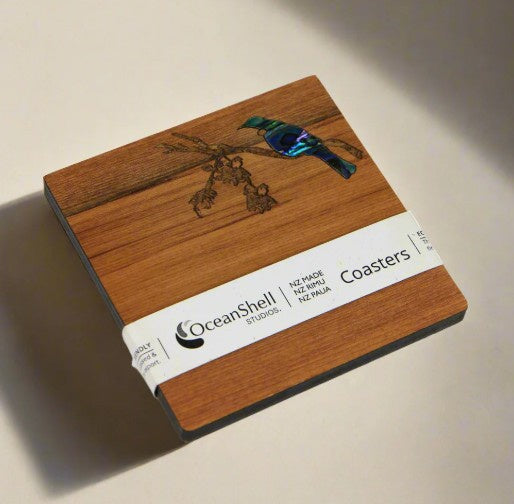 Paua and Rimu Coaster - Tui