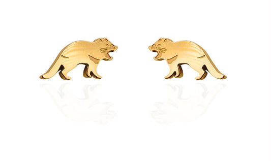 Tasmanian Devil Earring Studs in Gold
