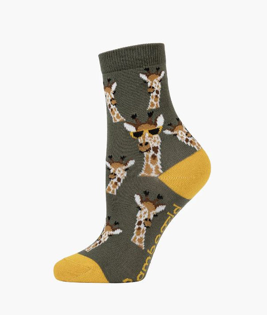 Bamboozld Kids Sock 'Cool' Giraffe (Khaki) Size 5-8