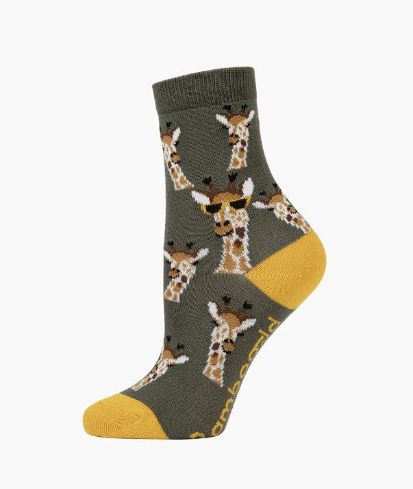 Bamboozld Kids Sock 'Cool' Giraffe (Khaki) Size 13-3