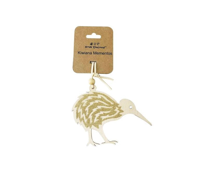 NZ Hang Ornament Glitter Kiwi