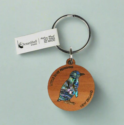 Paua and Rimu Keyring - Little Blue Penguin