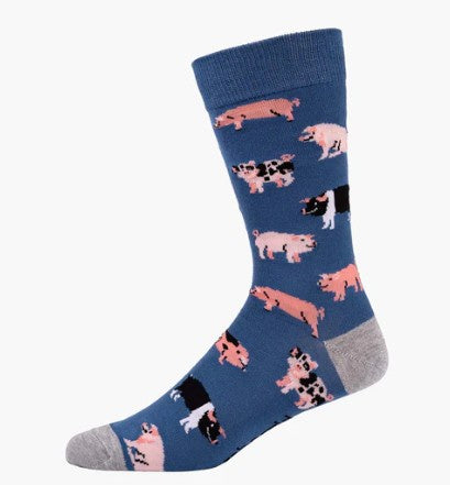 Bamboozld Mens Sock Oink (Blue) Size 7-11