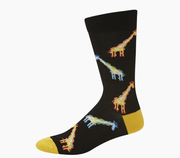 Bamboozld Mens Sock Spotted Giraffe (Black) Size 7-11