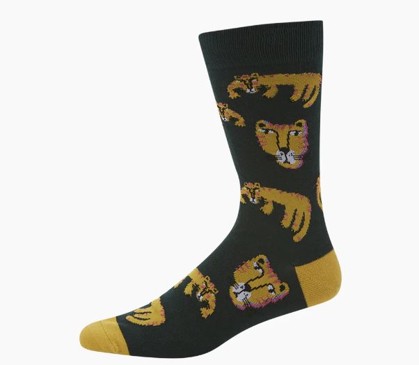 Mens Tigra Bamboo Sock (Green/Mustard) Size 7-11