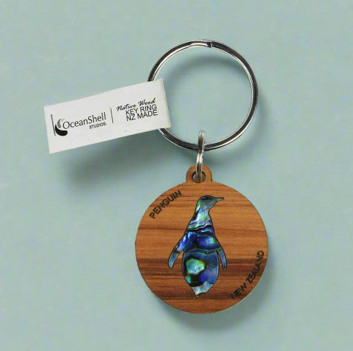 Paua and Rimu Keyring - Penguin