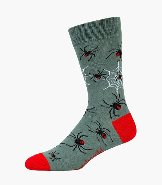 Bamboozld Mens Sock Red Back Spider (Khaki) Size 7-11