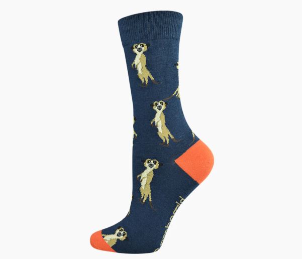 Bamboozld Womens Sock Meerkat (Navy/Red) Size 2-8