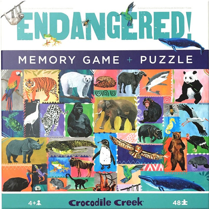 Crocodile Creek Memory Game + 48pc Puzzle - Endangered
