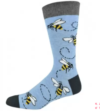 Bamboozld Mens Sock Buzzing Bee (Blue) Size 7-11