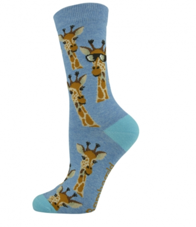 Bamboozld Womens Sock Giraffe (Blue) Size 2-8