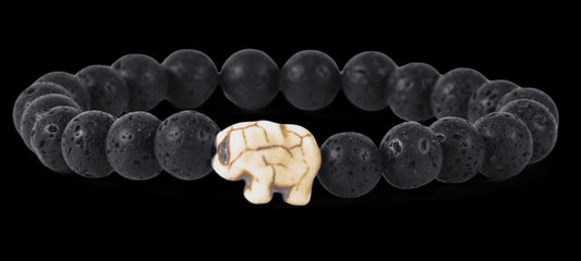 Fahlo Bracelet Elephant - Lava Stone